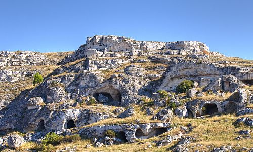 Sassi di Matera - obydlí ve skále, kde se donedávna bydlelo 